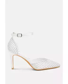 Сандалии на шпильке Wanda с жемчугом и пайетками London Rag, белый