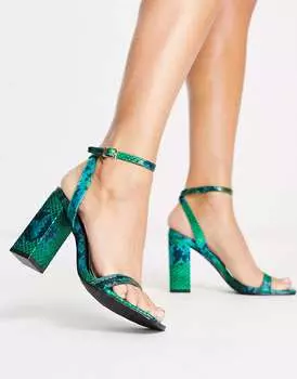 Сандалии на среднем каблуке Raid Sabina с сине-зеленым змеиным принтом