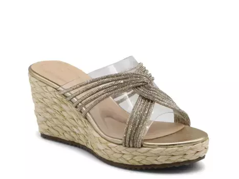 Сандалии на танкетке Adrienne Vittadini Croove Espadrille, золотистый металлик/прозрачный