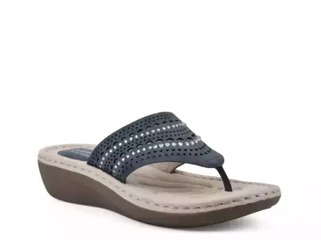 Сандалии на танкетке Cliffs by White Mountain Comate, темно-синий искусственный нубук