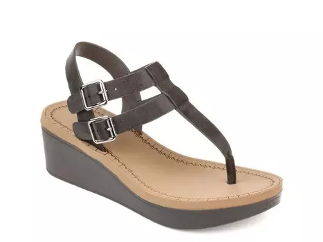 Сандалии на танкетке Journee Collection Bianca, серый