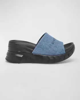 Сандалии на танкетке с джинсовым логотипом Marshmallow Givenchy, цвет Medium Blue