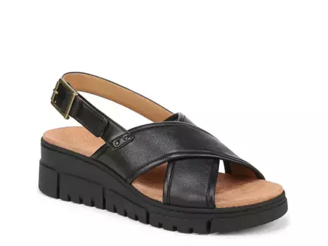 Сандалии на танкетке Vionic Uptown Sonoma, черная кожа