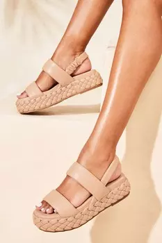 Сандалии на толстой подошве и двумя ремешками из искусственной кожи Lipsy, розовый