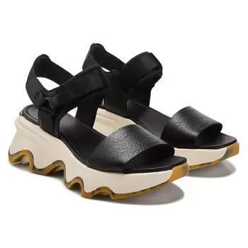 Сандалии на высокой танкетке с Y-образными ремешками Sorel, black/chalk