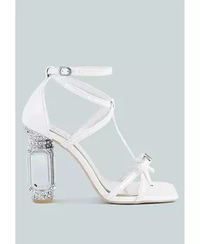 Сандалии на высоком каблуке Affluence, украшенные камнями London Rag, белый