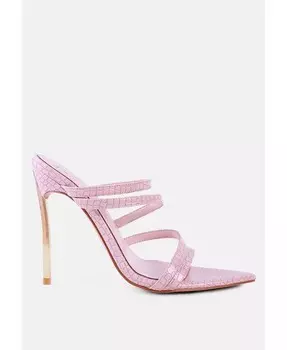 Сандалии New Affair на высоком каблуке с крокодиловыми ремешками London Rag, розовый