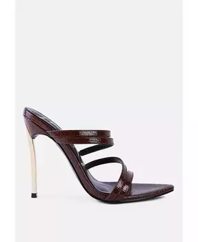 Сандалии New Affair на высоком каблуке с крокодиловыми ремешками London Rag, коричневый