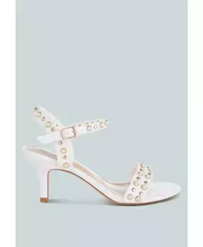 Сандалии Nidara на низком каблуке с шипами из натуральной кожи Rag & Co, белый