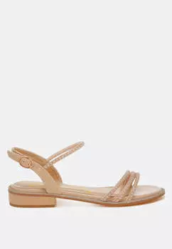 Сандалии Nobbity Flat с отделкой из стразов и жемчуга London Rag, бежевый