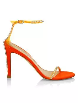 Сандалии Nudistglam, украшенные кристаллами Stuart Weitzman, цвет Neon Blaze