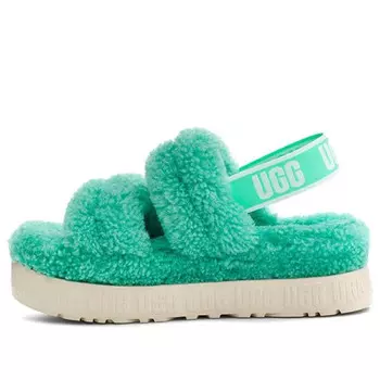 Сандалии, о, пушистая Ugg, зеленый