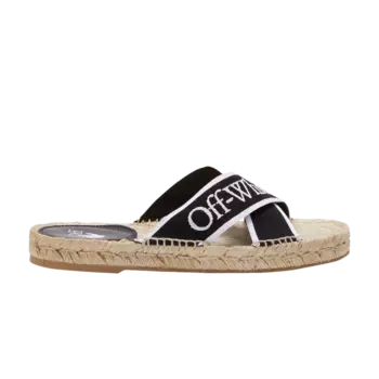 Сандалии Off-White Off-White Wmns Bookish Criss-Cross Espadrille Sliders 'Black White Beige', черный