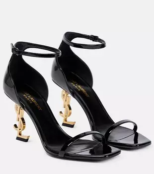 Сандалии Opyum 85 из лакированной кожи Saint Laurent, черный