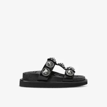 Сандалии Orson из кожи на плоской подошве, украшенные кристаллами Kurt Geiger London, черный