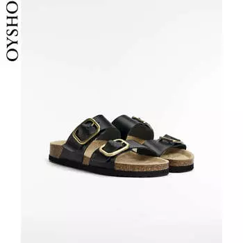 Сандалии Oysho на плоской подошве, черный