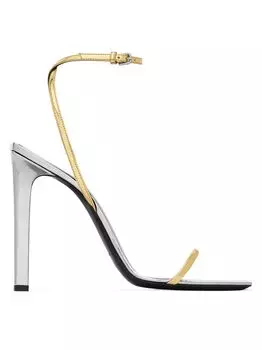 Сандалии Pam из металлизированной кожи Saint Laurent, золотой