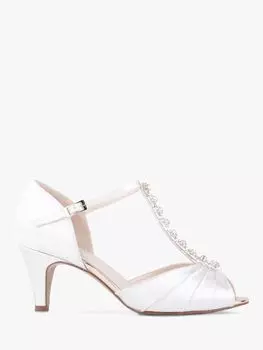 Сандалии Paradox London Beccy из окрашенного атласа на среднем каблуке очень широкого кроя, цвет слоновой кости