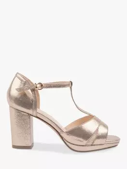 Сандалии Paradox London Tillie Wide Fit на блочном каблуке с Т-образным ремешком, цвет шампанского