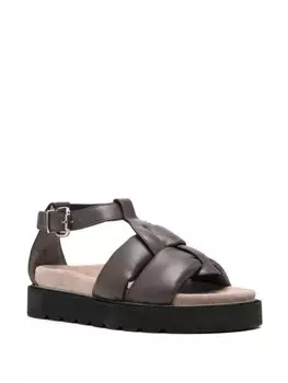 Сандалии Peserico из кожи на платформе, коричневый