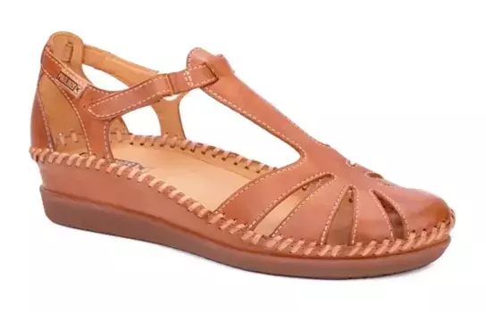 Сандалии PIKOLINOS "CADAQUES", летняя обувь, босоножки, танкетка, с практичной застежкой-липучкой, коричневый