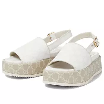 Сандалии platform gg sandal 'white beige' Gucci, белый