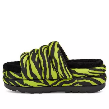 Сандалии platform maxi slide 'zebra print lime' Ugg, зеленый