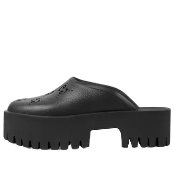 Сандалии platform perforated g sandal 'black rubber' Gucci, черный