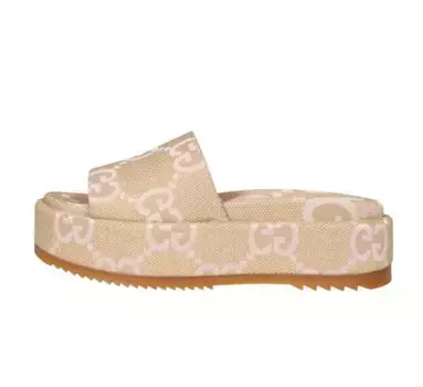 Сандалии platform slide sandal 'jumbo gg - beige light pink' Gucci, бежевый