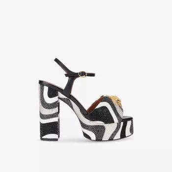 Сандалии плетеные Kurt Geiger London с украшением из страз, черный / белый