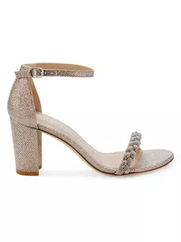 Сандалии почти телесного цвета с украшением Hishine Stuart Weitzman, цвет Poudre