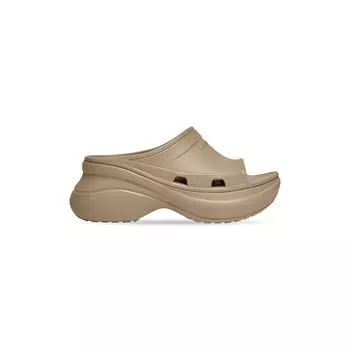 Сандалии Pool Crocs Slide из бежевой резины BALENCIAGA, бежевый