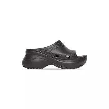 Сандалии Pool Crocs Slide из черной резины BALENCIAGA, черный