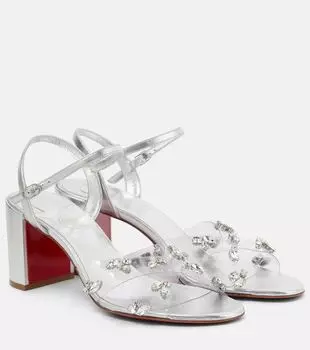 Сандалии Queenie из ПВХ и металлизированной кожи Christian Louboutin, Cry/ Silver/ Lin Silver