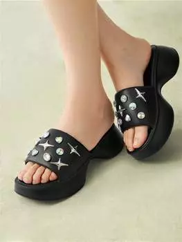 Сандалии Quty, украшенные модными серьгами-чесотками на Хэллоуин Cuccoo, черный