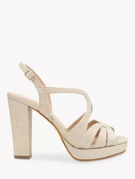 Сандалии Rebecca на платформе с блестками Paradox London, шампанское