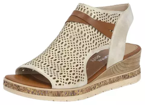 Сандалии Remonte, летние туфли, босоножки, танкетка, с современным рисунком дырочек, коричневый