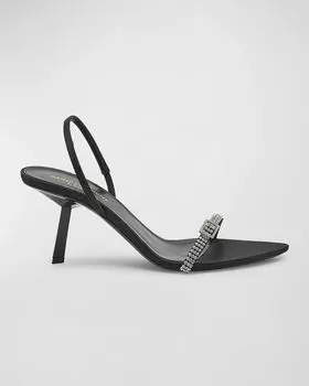 Сандалии Rendez-Vous с ремешком на пятке и пряжкой из кристаллов Saint Laurent, цвет Black