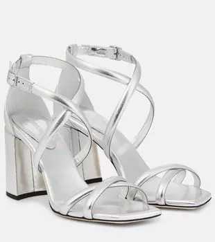 Сандалии Rhea 85 из металлизированной кожи Jimmy Choo, серебряный