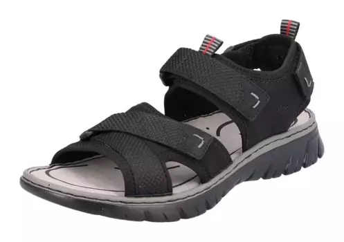 Сандалии Rieker с ремешками и застежками-липучками для оптимальной регулировки стопы, черный