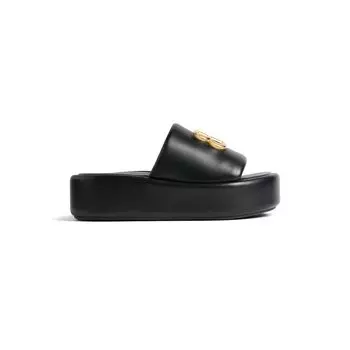 Сандалии Rise из черной блестящей кожи ягненка Nappa BALENCIAGA, черный