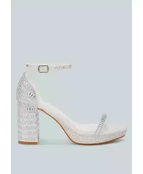 Сандалии Ronan с декоративными стразами и квадратным каблуком London Rag, белый