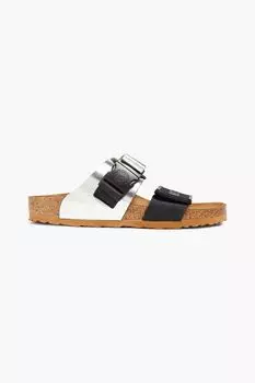 Сандалии Rotterdam из каучука и зеркальной кожи Birkenstock, серебряный