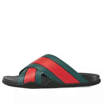Сандалии rubber slide 'green red' Gucci, черный