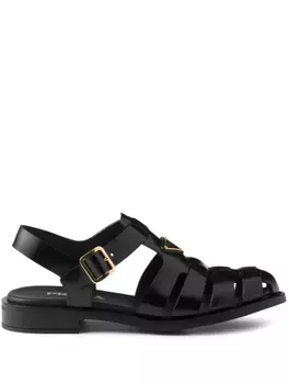 Сандалии рыбака из матовой кожи Prada, черный