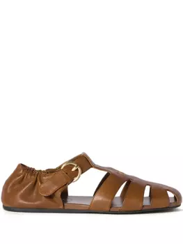 Сандалии рыбака с рюшами Miu Miu, коричневый