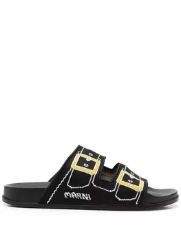 Сандалии с эффектом тромплей Marni, черный