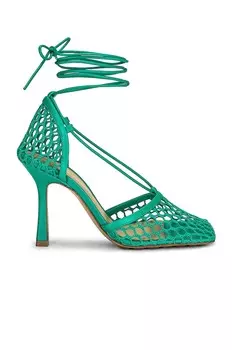 Сандалии с эластичным ремешком на щиколотке Bottega Veneta, цвет Acid Turquoise