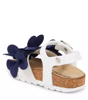 Сандалии с блестящей кожаной отделкой Monnalisa, мультиколор