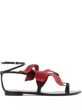 Сандалии с цветочной аппликацией Giuseppe Zanotti, черный